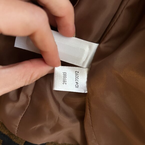 LOFT Wool Buffalo Check Double Breasted Navy/Gold Swing Coat - Picture 12 of 12